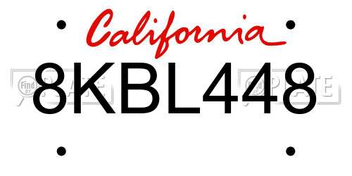 8KBL448 California License Plate