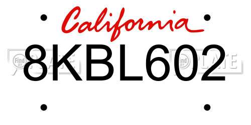 8KBL602 California License Plate