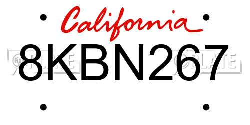 8KBN267 California License Plate