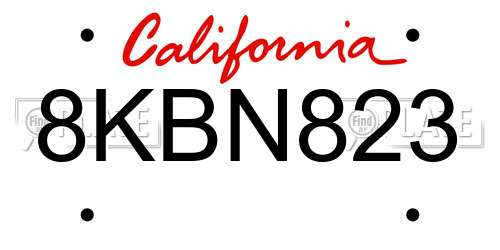 8KBN823 California License Plate