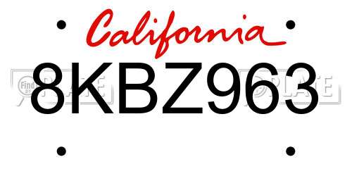 8KBZ963 California License Plate