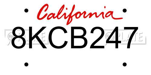 8KCB247 California License Plate