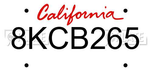8KCB265 California License Plate