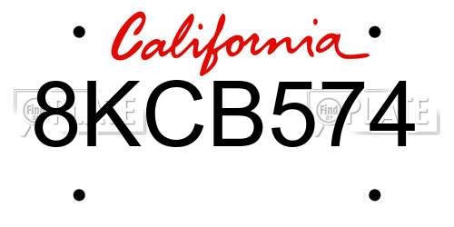8KCB574 California License Plate