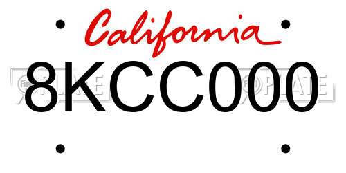 8KCC000 California License Plate