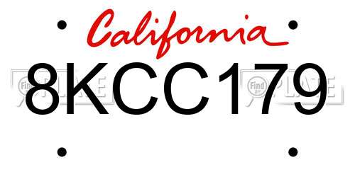 8KCC179 California License Plate
