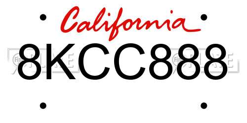 8KCC888 California License Plate