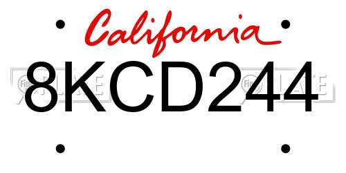 8KCD244 California License Plate
