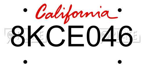 8KCE046 California License Plate