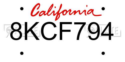 8KCF794 California License Plate