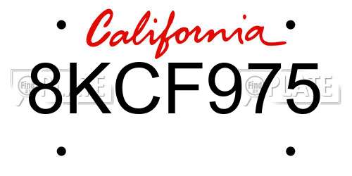 8KCF975 California License Plate