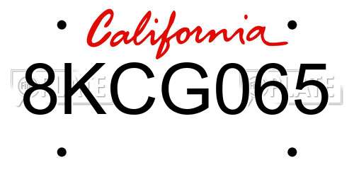 8KCG065 California License Plate