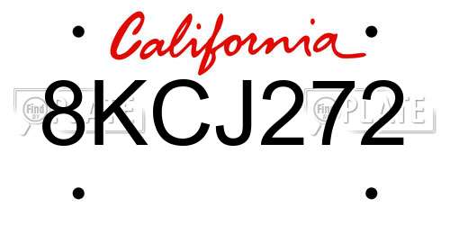 8KCJ272 California License Plate