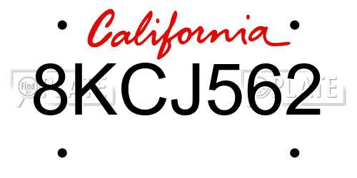 8KCJ562 California License Plate