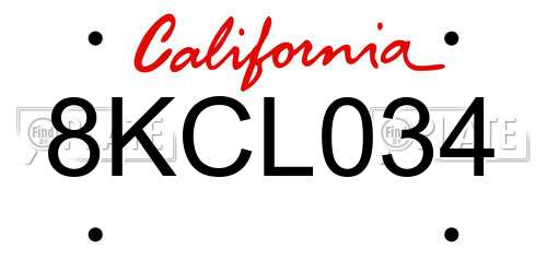 8KCL034 California License Plate