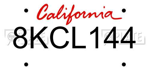 8KCL144 California License Plate
