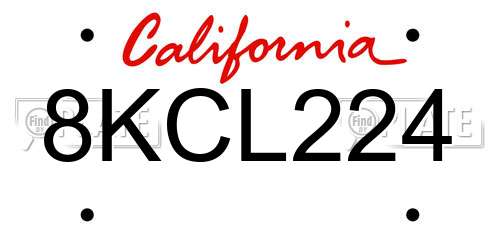 8KCL224 California License Plate