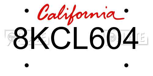 8KCL604 California License Plate