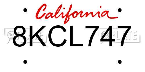 8KCL747 California License Plate