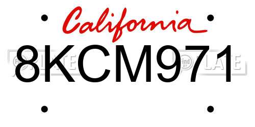 8KCM971 California License Plate