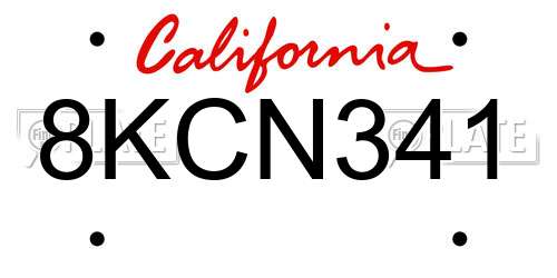 8KCN341 California License Plate