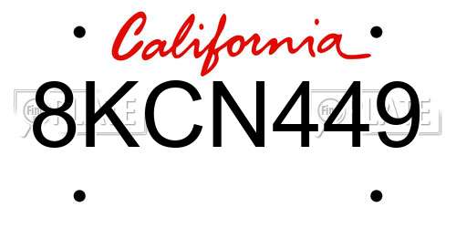 8KCN449 California License Plate