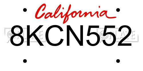 8KCN552 California License Plate