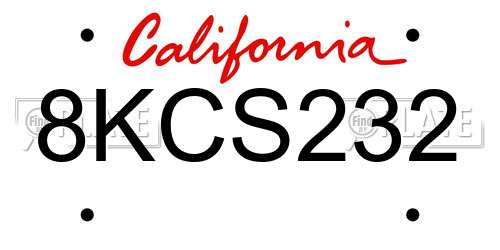 8KCS232 California License Plate