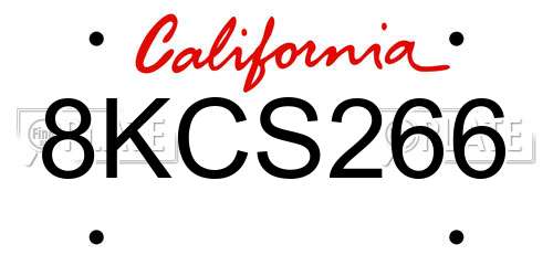 8KCS266 California License Plate