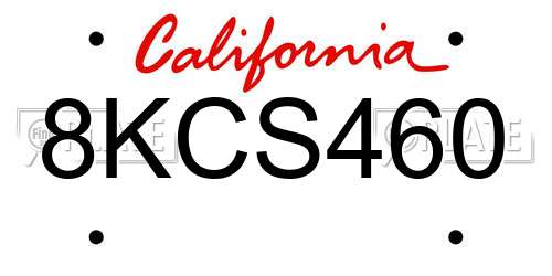 8KCS460 California License Plate