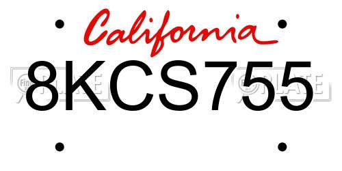 8KCS755 California License Plate