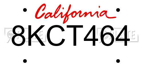 8KCT464 California License Plate