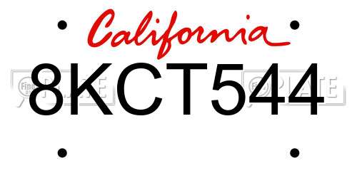 8KCT544 California License Plate