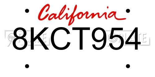 8KCT954 California License Plate