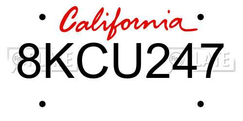 8KCU247 California License Plate