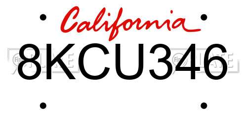 8KCU346 California License Plate