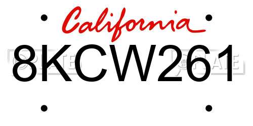 8KCW261 California License Plate