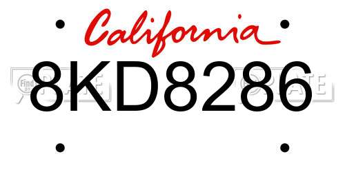 8KD8286 California License Plate