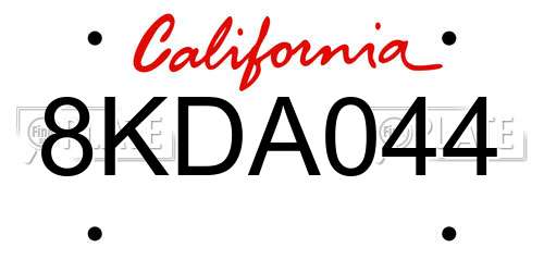 8KDA044 California License Plate