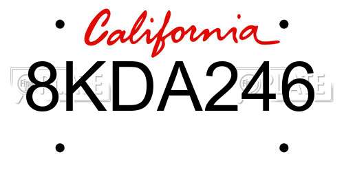 8KDA246 California License Plate