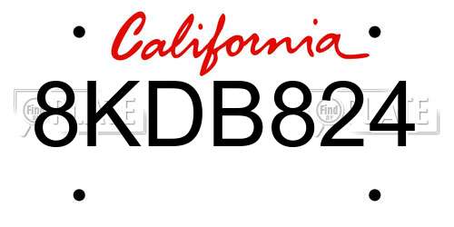 8KDB824 California License Plate