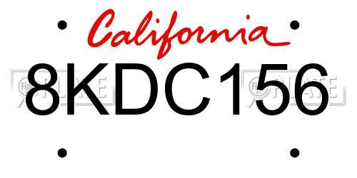 8KDC156 California License Plate