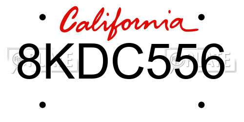 8KDC556 California License Plate