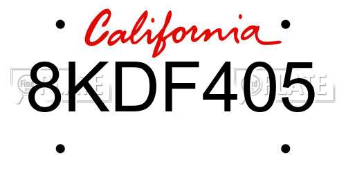 8KDF405 California License Plate
