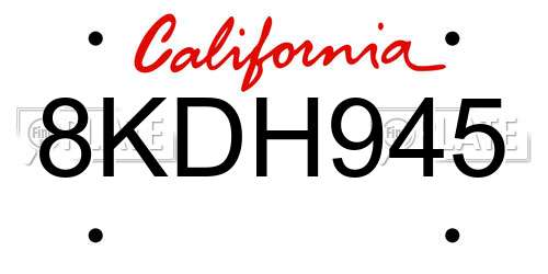 8KDH945 California License Plate