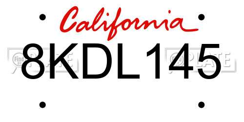 8KDL145 California License Plate