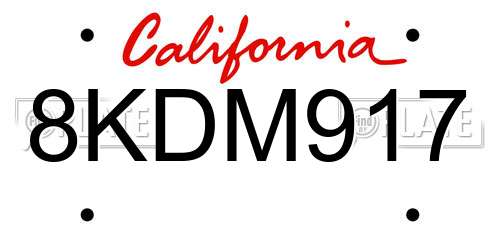 8KDM917 California License Plate