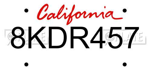 8KDR457 California License Plate