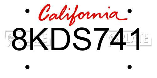 8KDS741 California License Plate