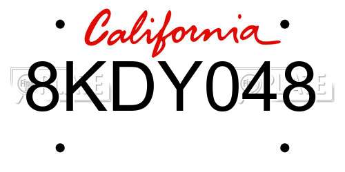 8KDY048 California License Plate